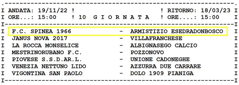 10^ Giornata calcio Armistizio Esedra don Bosco Padova Juniores Elite U19 Girone C SS 2022-2023